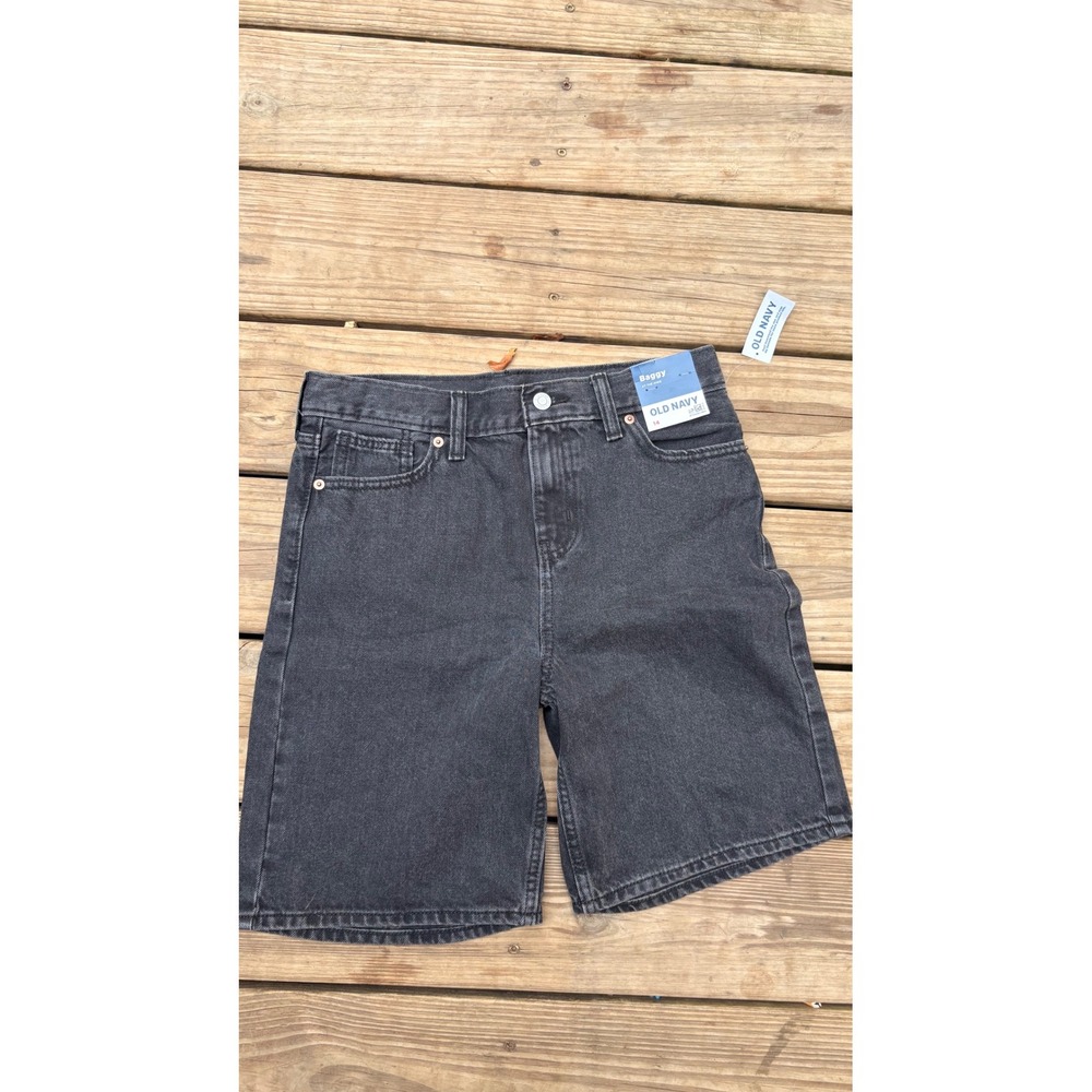 Old Navy Boys Baggy at the Knee Denim Shorts Washed Black Size 14 NWT